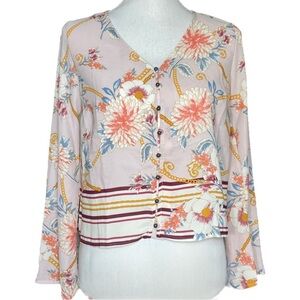 Urban Romantics Floral Button-Front Top